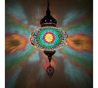 ITOSUI Suspension Turque Marocaine en mosaïque, Abat-Jour en Verre Artisanal de 25 cm de diamètre, Style Tiffany Vintage, décoration bohème méditerranéenne idéale pour Le Salon, Vert