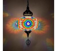 ITOSUI Suspension Turque Marocaine en mosaïque, Abat-Jour en Verre soufflé de 25 cm de diamètre, Style Tiffany Vintage, décoration bohème méditerranéenne idéale pour Le Salon, Blanc