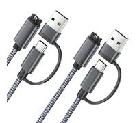 Itramax 2-en-1 Câble pour Garmin Watch 1.2M,2 Pièces,USB-C Chargeur Cable pour Garmin Fenix 8 7 Pro Solar 6,Forerunner 970 965 955 570 255 165 55,Vivoactive 3,Swim 2,Instinct E 3 2 2S 2X Solar - Gris