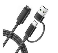 Itramax 2-en-1 USB-A Cable de Charge pour Montre Garmin 1.2M,1 Pièces,Cordon d'alimentation pour Garmin Fenix 6 6X 6S 5S 5X 5 Plus,Venu X1 3 3S 2S SQ 2,Forerunner 945 935 245 Music,Quatix 8 7 - Noir