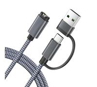 Itramax 2-en-1 USB-C Cable de Charge pour Montre Garmin 1,2M 1 Pièce | Chargeur Cordon pour Garmin Fenix 9 8 7 6 Pro Solar,Cirqa Smart Band,Vivoactive 6 5,Forerunner 970 965 265 170 165 55 45,Epix