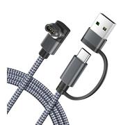 Itramax 2-en-1 USB C Cable de Charge pour Montre Garmin 1.2M,1 Pièces,Chargeur Cordon pour Garmin Fenix 8 E 7 7X 7S Sapphire Solar,Forerunner 970 965 955 570 265 255 165 55 45,Vivoactive 6 5 4 - Gris