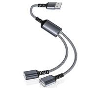 Itramax Câble Répartiteur USB en Y 0,3M,Câble Rallonge USB Type-A,Cordon Y Multiple USBA Mâle vers 2 Femelles Nylon,Hub Chargeur Double Port Adaptateur pour Mac,Car,Xbox One X S,PS4,PS5,Laptop,Auto
