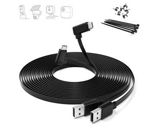 Itramax Rallonge USB A vers USB C 3M Lot de 2,Câble Plat à Angle Droit 90° | Rallonge Longue pour Caméra de Surveillance,pour Blink Outdoor 4/Mini 2/2K+,eufy S220/S40,Tapo,Ring Pan-Tilt,Xiaomi,Blanc