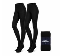 ITRAT® Lot de 2 paires de collants unis en coton épais et chaud pour l'hiver - Collants unis super doux pour une utilisation quotidienne