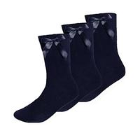 ITRAT® Lot de 3 paires de chaussettes mi-mollet avec nœud pour uniforme scolaire, fête, tenue décontractée, en coton majoritaire pour la rentrée scolaire, bleu marine, 11-14 ans