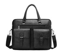 ITRHJTGP Cartable Homme Homme mallette d'affaires sac en cuir PU messager épaule hommes bureau déjeuner sacs for ordinateur portable A4 fichier mâle à main(Black)