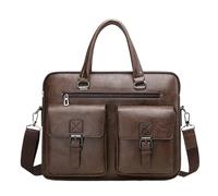 ITRHJTGP Cartable Homme Homme mallette d'affaires sac en cuir PU messager épaule hommes bureau déjeuner sacs for ordinateur portable A4 fichier mâle à main(Brown)