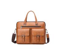 ITRHJTGP Cartable Homme Homme mallette d'affaires sac en cuir PU messager épaule hommes bureau déjeuner sacs for ordinateur portable A4 fichier mâle à main(Khaki)