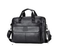 ITRHJTGP Cartable Homme Sac for hommes en cuir véritable porte-documents for ordinateur portable 14 Messenger portefeuille d'affaires for Document A4(Black)