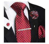 ITRHJTGP Cravate pour homme Cravates à carreaux for hommes, épingle cravate en soie, pochette, boutons de manchette, pince, accessoires d'affaires Pour le dîner(Color 23)