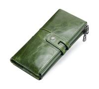 ITRHJTGP Portefeuille Femme Portefeuille for Femme en Cuir véritable, Long Portefeuille à loquet, Porte-Cartes, Sac Main, Porte-Monnaie Fermeture éclair(Green)