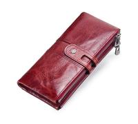 ITRHJTGP Portefeuille Femme Portefeuille for Femme en Cuir véritable, Long Portefeuille à loquet, Porte-Cartes, Sac Main, Porte-Monnaie Fermeture éclair(Red)