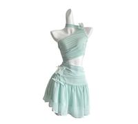ITRHJTGP Robe Courte Femme Robe d'été Vintage à épaules dénudées, Style Shoujo, ajourée, for soirée(S)