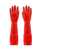 ITRHJTGP Rubber Gloves Gants longs en latex rouge de 38 cm long, gants caoutchouc for la maison pour le nettoyage de la cuisine(L)