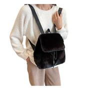 ITRHJTGP Sac à Dos Femme en Peluche Plush Backpack Women Small Cute Drawstring Leopard Fluffy Bag Solid Soft Winter Warm Mini Rucksack(Black)