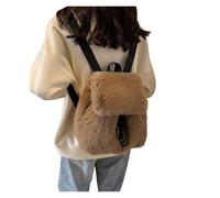 ITRHJTGP Sac à Dos Femme en Peluche Plush Backpack Women Small Cute Drawstring Leopard Fluffy Bag Solid Soft Winter Warm Mini Rucksack(Khaki)