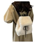 ITRHJTGP Sac à Dos Femme en Peluche Plush Backpack Women Small Cute Drawstring Leopard Fluffy Bag Solid Soft Winter Warm Mini Rucksack(WHITE)