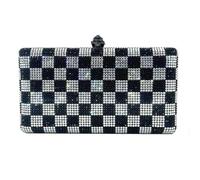 ITRHJTGP Sac à Main Étoilé en Strass Sac de soirée for femme, pochette banquet, motif écossais noir et blanc, diamant, strass, for mariage(Black)
