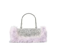 ITRHJTGP Sac à Plumes Plumes d'autruche Diamants Sacs de soirée Strass Femmes Sac à main Épaule bandoulière Paillettes Fête Petit(Purple)