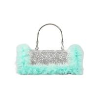 ITRHJTGP Sac à Plumes Plumes d'autruche Diamants Sacs de soirée Strass Femmes Sac à main Épaule bandoulière Paillettes Fête Petit(Green)