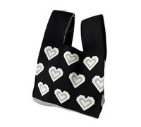 ITRHJTGP sac de poignet Sac à main en tricot réutilisable for femmes, sac de poignet forme cœur et fleur, fourre-tout nœud fait la, sacs Shopping décontractés for l'extérieur pour tous les jours