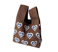ITRHJTGP sac de poignet Sac à main en tricot réutilisable for femmes, sac de poignet forme cœur et fleur, fourre-tout nœud fait la, sacs Shopping décontractés for l'extérieur pour tous les jours