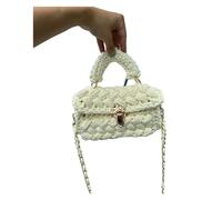 ITRHJTGP Sac en Paille Bandouliere pour Dame Corde à tricoter femmes sac main Designer chaînes tissé épaule sacs bandoulière for petit carré rabat dame(Beige)