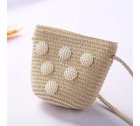 ITRHJTGP Sac en Paille Bandouliere pour Dame Mignon enfants paille sacs à bandoulière fleur bébé filles petit seau sac garçons Mini porte-monnaie plage main(Pearl beige)