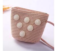 ITRHJTGP Sac en Paille Bandouliere pour Dame Mignon enfants paille sacs à bandoulière fleur bébé filles petit seau sac garçons Mini porte-monnaie plage main(Pearl pink)