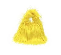 ITRHJTGP Sac Fourrure Sac à main en fausse fourrure for femmes, sac d'hiver doux et moelleux, couleur unie, peluche décontracté, carré flou, messager de voyage rue(Yellow)