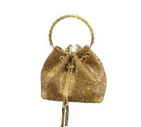 ITRHJTGP Sacs à Strass Sacs à main et sacs à main for femmes, pochette seau de styliste, sac de soirée et de Banquet, sac à bandoulière en cristal strass(Gold big 19cm)