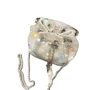 ITRHJTGP Sacs à Strass Sacs à main et sacs à main for femmes, pochette seau de styliste, sac de soirée et de Banquet, sac à bandoulière en cristal strass(Silver small 15cm)