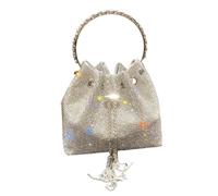 ITRHJTGP Sacs à Strass Sacs à main et sacs à main for femmes, pochette seau de styliste, sac de soirée et de Banquet, sac à bandoulière en cristal strass(Silver big 19cm)
