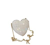 ITRHJTGP Sacs à Strass Strass brillant femmes forme de coeur pochette sac à main dame or soirée minaudière sacs de mariée mariage sacs à main sacs à main de fête formelle(WHITE)