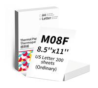 ItriAce Lot de 200 feuilles de papier thermique M08F, papier blanc multifonction, 21,6 x 27,9 cm, papier thermique pour imprimante à lettres M08F, Brother PocketJet PJ762/PJ763MFi, HPRT MT800/MT800Q