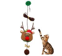 itrimaka Jouets interactifs en plumes pour chat, jouets en plumes avec motif renne de Noël - Jouets pour chat avec corde élastique de 2 m pour exercices amusants d'intérieur
