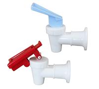 ITROLLE Lot de 2 robinets de refroidisseur d'eau en plastique blanc réutilisables anti-fuite à levier verseur bleu et rouge (verrou de sécurité rouge)