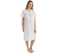iTRONiK Chemise de nuit pour femme avec dos ouvert pour incontinence florale pour problèmes de continence, robe de maternité en polycoton taille 36-48, rose, 46-48
