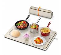 iTRUSOU Chauffe Plat Électrique, Plaque Chauffante Pliable Flexible avec Température Réglable et Minuteur de 3 Heures, Chauffe Assiette à Réchaud pour Buffets Fêtes Banquet