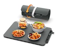 iTRUSOU Chauffe Plat Électrique, Plateau Chauffant Électrique Température Ajustable, Portable Pliable Chauffe-Assiette Alimentaire en Nano-Silicone pour Fêtes, Buffets, Réunions de Famille
