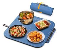 iTRUSOU Chauffe Plat Électrique, Plateau Chauffant Électrique Température Ajustable, Portable Pliable Chauffe-Assiette Alimentaire en Nano-Silicone pour Fêtes, Buffets, Réunions de Famille