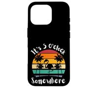 It's 5 O'Clock Somewhere Retro Sunset Flamingo Homme Femme Coque pour iPhone 16 Pro