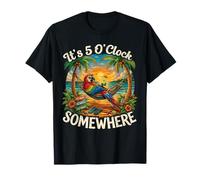 It's 5 O'Clock Somewhere Tropical Parrot Beach T-Shirt