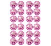 It's A Girl Baby Shower/Birth #3 Edible PREMIUM THICKNESS SWEETENED VANILLA, Wafer Rice Paper Cupcake Toppers/Decorations by Cian's Cupcake Toppers Ltd