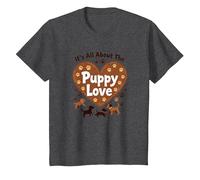 It's All About The Puppy Love - Adorable Amoureux des Chiens T-Shirt, Enfant, Chiné Foncé, 3 Ans