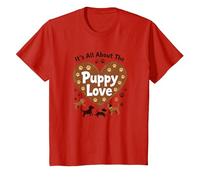 It's All About The Puppy Love - Adorable Amoureux des Chiens T-Shirt, Enfant, Rouge, 10 Ans