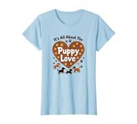 It's All About The Puppy Love - Adorable Amoureux des Chiens T-Shirt, Femme, Bleu Céleste, XXL