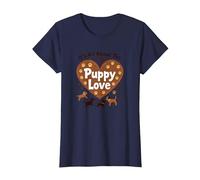 It's All About The Puppy Love - Adorable Amoureux des Chiens T-Shirt, Femme, Bleu Marine, XXL