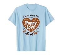 It's All About The Puppy Love - Adorable Amoureux des Chiens T-Shirt, Homme, Bleu Céleste, 3XL
